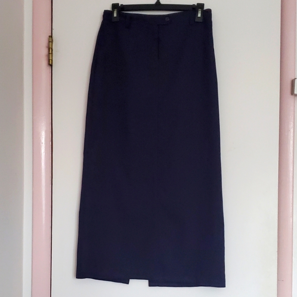 Dark Bkue Maxi Skirt with Slit